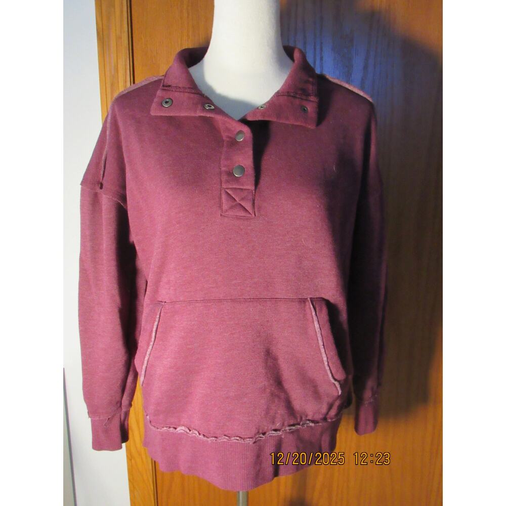 Maroon Collared Sweatshirt - Small - image 2